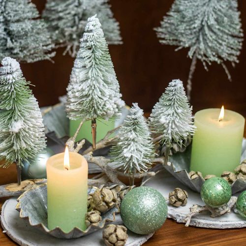 Floristik24 Decoración navideña Árbol de Navidad con clips para nieve verde Al. 13/19 cm 4 piezas