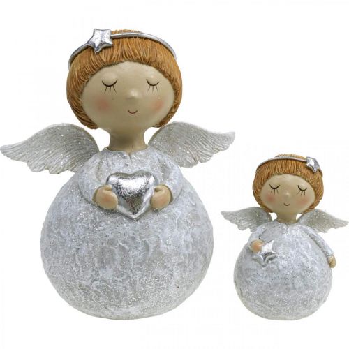 Floristik24 Ángel navideño figura de ángel con estrella / corazón H11cm 2pcs