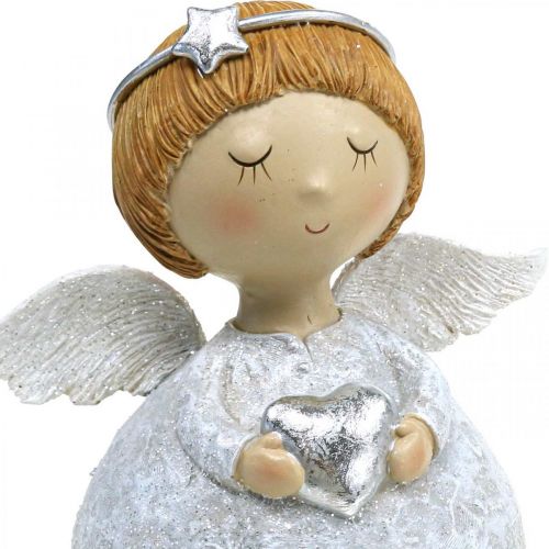 Floristik24 Ángel navideño figura de ángel con estrella / corazón H11cm 2pcs