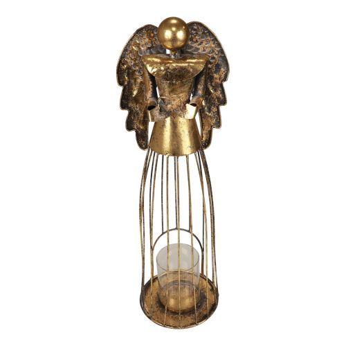 Ángel de Navidad Navidad, portavelas de metal dorado aspecto antiguo 52cm
