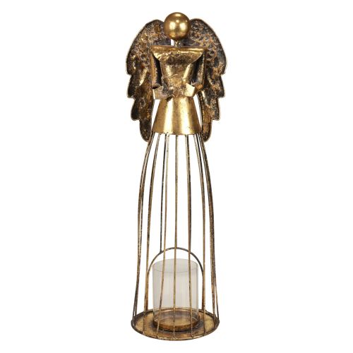 Ángel de Navidad Navidad, portavelas de metal dorado aspecto antiguo 52cm