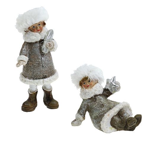 Floristik24 Figura navideña gris-blanco 13cm 2uds