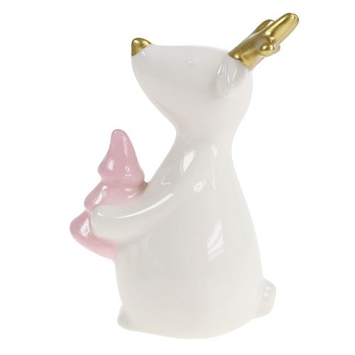 Floristik24 Figura navideña reno blanco 11cm, 12cm 2uds