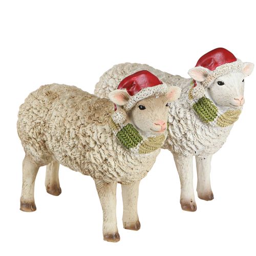 Artículo Figuras navideñas ovejas con gorro y bufanda L16cm 2 piezas