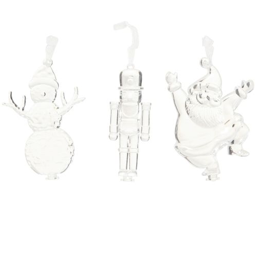 Artículo Figuras navideñas decoración de invierno para colgar transparente H10cm 3 piezas