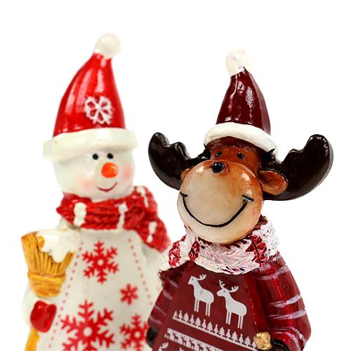 Floristik24 Figuras navideñas de alces, muñeco de nieve. 9cm 2 piezas