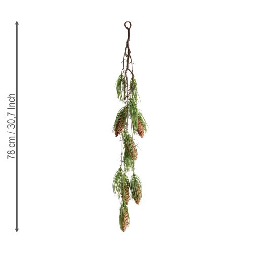 Artículo Guirnalda navideña de abeto artificial verde con 6 conos de 78 cm.