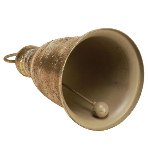 Floristik24 Campana de Navidad dorada aspecto antiguo Al. 13/18 cm 2 piezas
