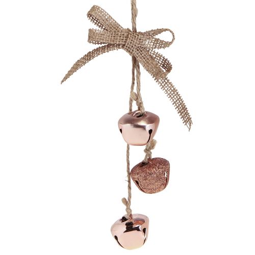 Artículo Campanas de Navidad Decoraciones para árboles de Navidad cobre rosa Ø3,5cm 3ud