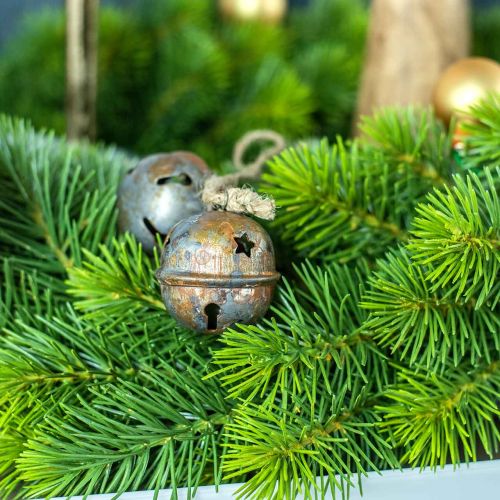 Floristik24 Campanas de Navidad, campanas con estrellas, decoración de adviento metal aspecto antiguo H5.5cm Ø5cm 4pcs