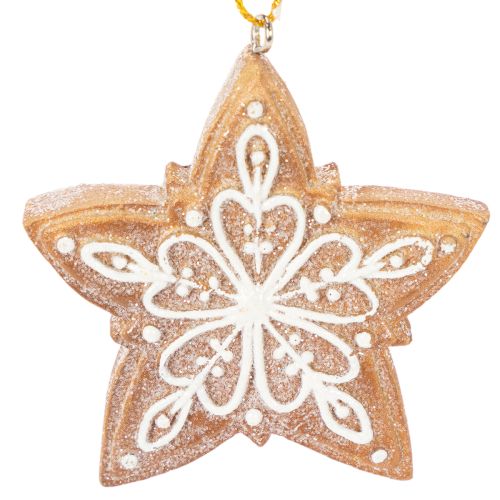 Adornos navideños, pan de jengibre, aspecto de glaseado, cascanueces, estrella, árbol, corona, 6 cm, 4 piezas | Floristik24.es