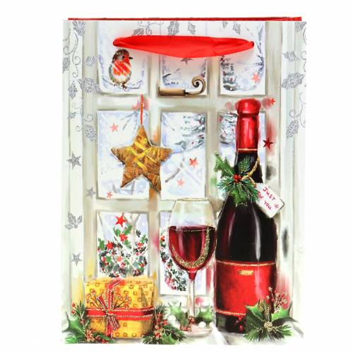 Artículo Bolsa de regalo de Navidad 8 cm x 18 cm H24 cm juego de 2