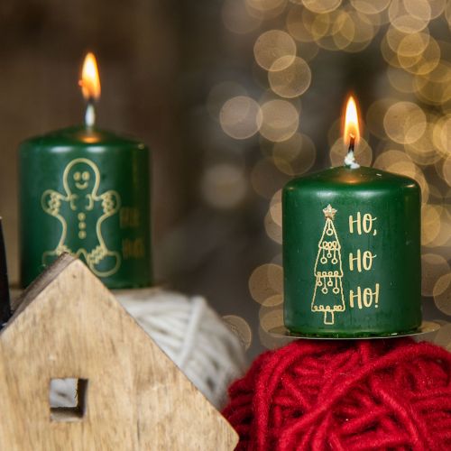 Artículo Velas navideñas verdes, juego de 4, Ø5cm, H6cm, decoración de Adviento