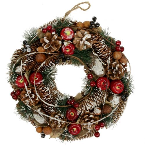 Floristik24 Corona navideña con frutas decorativas nevadas en Ø33cm