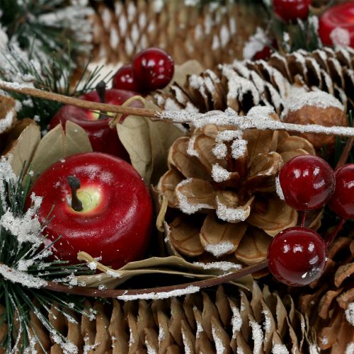 Floristik24 Corona navideña con frutas decorativas nevadas en Ø33cm