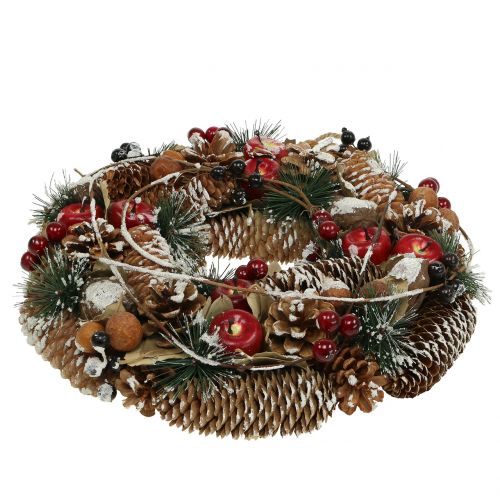 Floristik24 Corona navideña con frutas decorativas nevadas en Ø33cm