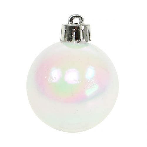 Floristik24 Bola navideña blanca iridiscente pequeña Ø4cm 16 piezas