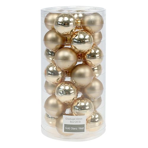 Artículo Bola navideña 4cm oro brillo/mate vidrio 24uds