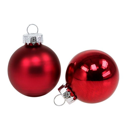 Floristik24 Bola de Navidad Ø4cm rojo brillo / mate 24ud