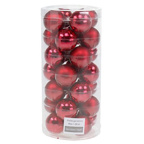 Floristik24 Bola de Navidad Ø4cm rojo brillo / mate 24ud