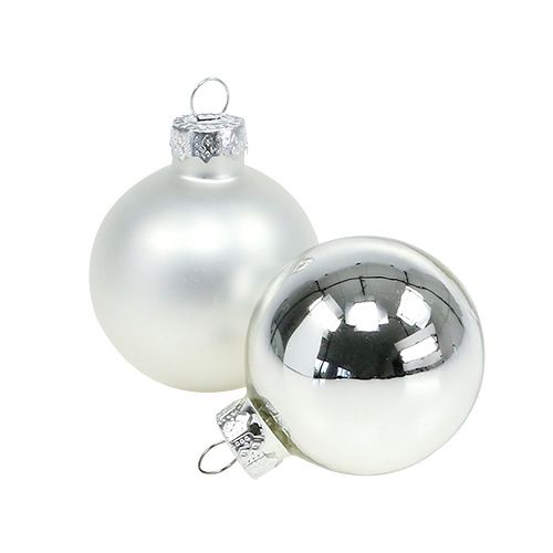 Floristik24 Bola navideña Ø4cm plata brillo/mate 24 piezas