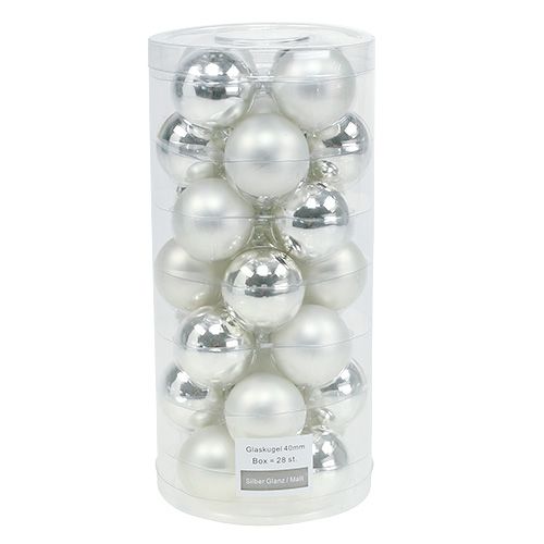 Artículo Bola navideña Ø4cm plata brillo/mate 24 piezas