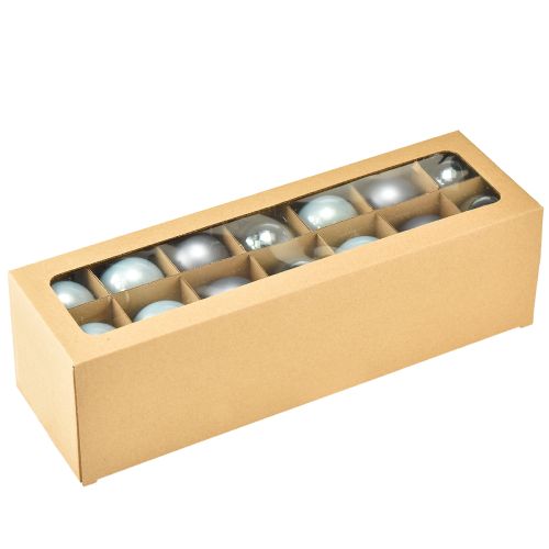 Floristik24 Juego de bolas decorativas de cristal, gris azulado, superficie mate, brillante, 5 cm, 24 unidades