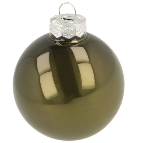 Floristik24 Juego de 2 bolas de cristal para árbol de Navidad brillantes en colores oliva y arena con colgador de 5 cm, 24 unidades