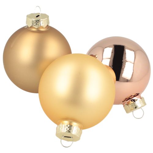 Floristik24 Trío de bolas navideñas doradas y rosadas: elegante juego de 3 con brillo y estilo, 5 cm, 24 piezas