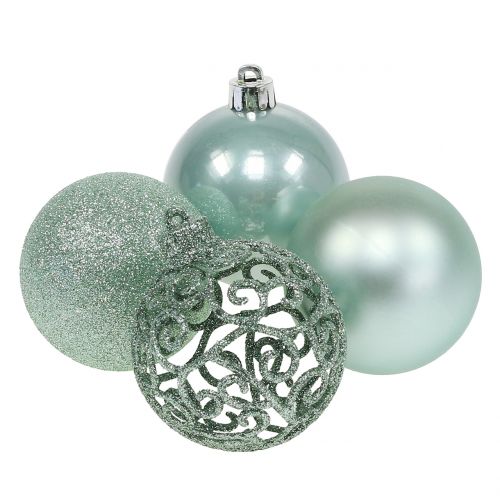 Floristik24 Bola navideña verde claro Ø6cm 16 piezas