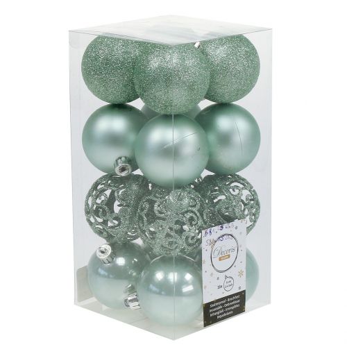 Floristik24 Bola navideña verde claro Ø6cm 16 piezas