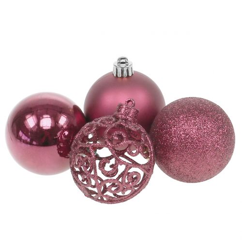 Floristik24 Bola navideña rosa Ø6cm 16 piezas