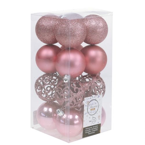 Floristik24 Bola navideña rosa Ø6cm 16 piezas