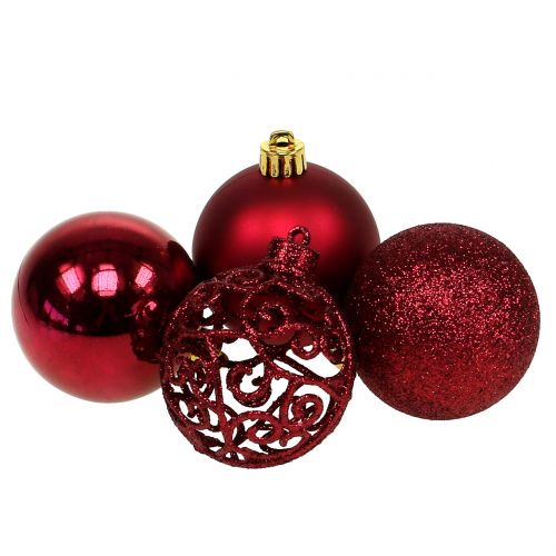 Floristik24 Bola de Navidad rojo oscuro Ø6cm 16pcs