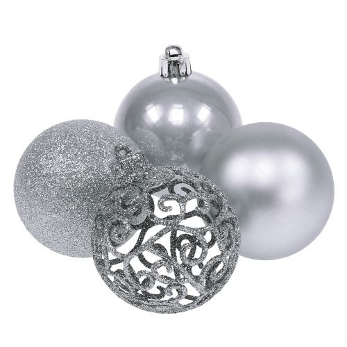 Floristik24 Bola de navidad plata Ø6cm 16pcs