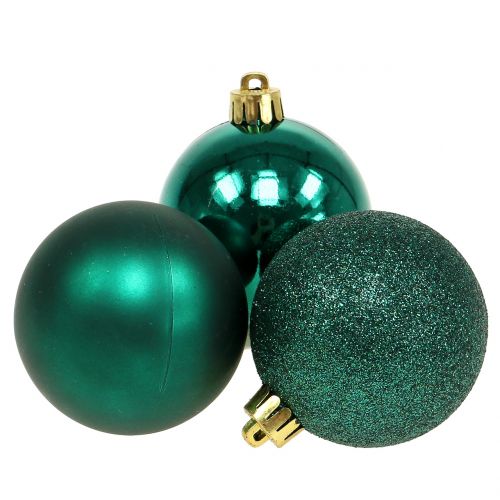 Floristik24 Bola de Navidad mezcla verde esmeralda Ø6cm 10pcs