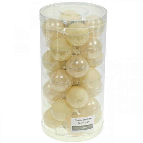 Artículo Bolas de árbol de Navidad bolas navideñas de cristal mezcla crema Ø4cm 24 piezas