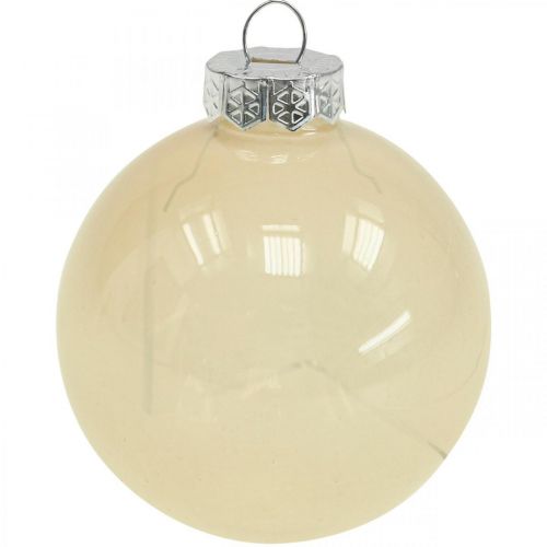 Artículo Bolas de árbol de Navidad bolas navideñas de cristal mezcla crema Ø6cm 24 piezas