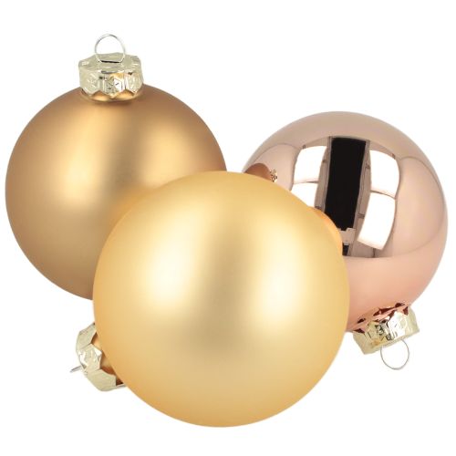 Bolas navideñas de cristal mate y brillante en dorado y rosa, 7,5 cm, 12 unidades