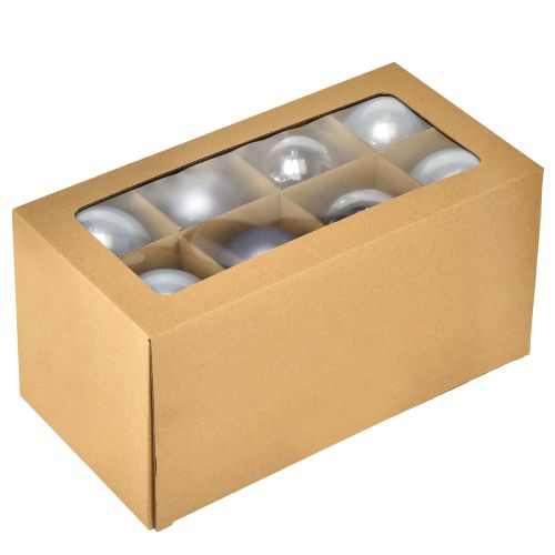 Artículo Juego de bolas en azul/plata – mate y brillante, decoración de vidrio para floristería de invierno 7,5 cm 12 piezas