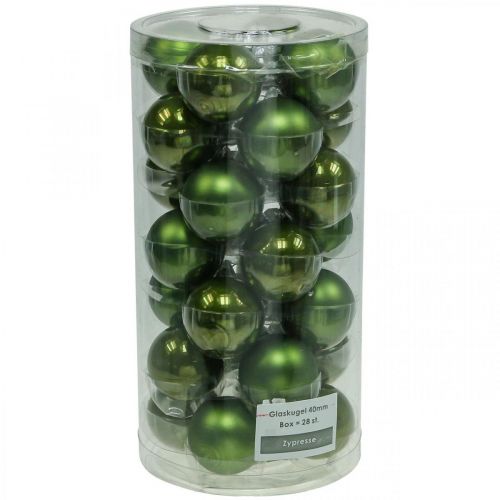 Artículo Bolas navideñas cristal verde mate/brillante Ø4cm 24 piezas