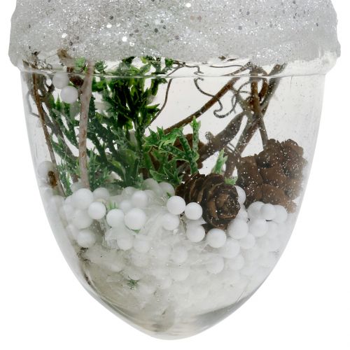 Floristik24 Decoración del árbol de Navidad Bellota decorativa con nieve Ø8cm 2pzs