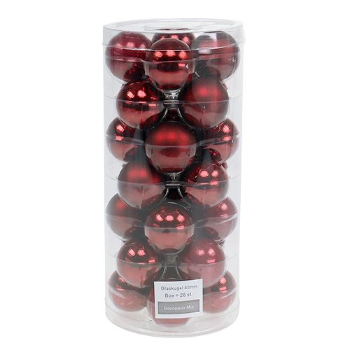 Artículo Bola navideña vaso Ø4cm Burdeos mix 24uds