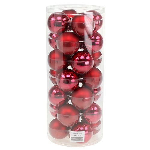 Floristik24 Bola navideña vaso Ø6cm rojo mix 24pcs