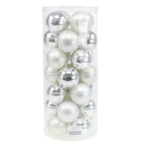 Artículo Bola navideña vaso Ø6cm mezcla plata 24 piezas