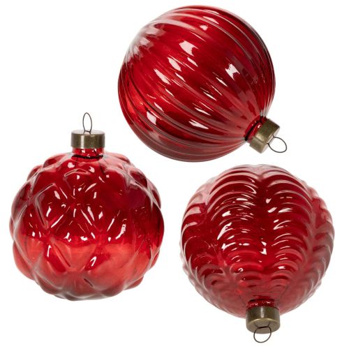 Adornos navideños de cristal, rojos, 8 cm, 12 unidades comprar | Floristik24.es