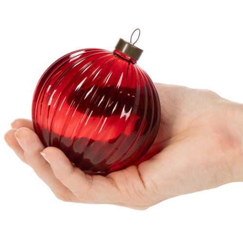 Adornos navideños de cristal, rojos, 8 cm, 12 unidades | Floristik24.es