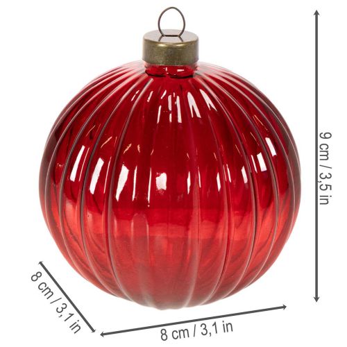 Adornos navideños de cristal, rojos, 8 cm, 12 unidades | Floristik24.es