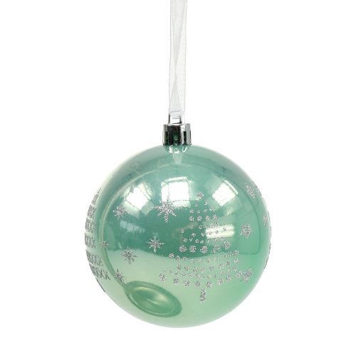 Artículo Bola de navidad con purpurina eucalipto Ø8cm 6pcs