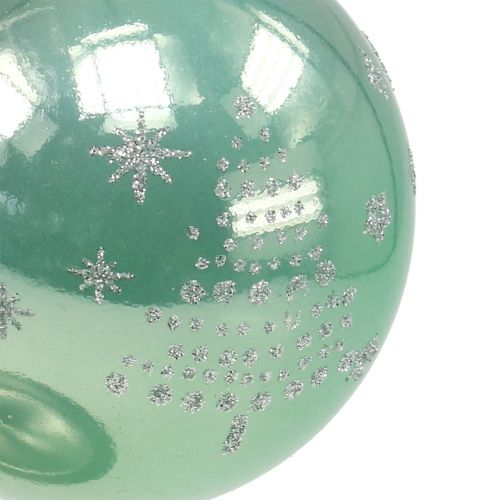 Artículo Bola de navidad con purpurina eucalipto Ø8cm 6pcs